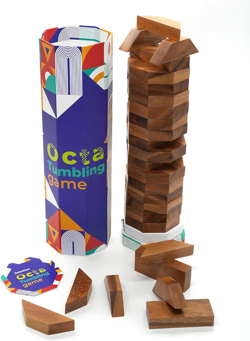 BSIRI Octa Tumbling Tower Game - Wooden Stacking Game for Kids, Adults, and Family, Ideal for Game Night, Party Games,