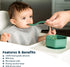 Tiny Twinkle Olive Silicone Suction Bowl with Lid for Baby & Toddler - 100% BPA Free, Microwave Safe Snack Container