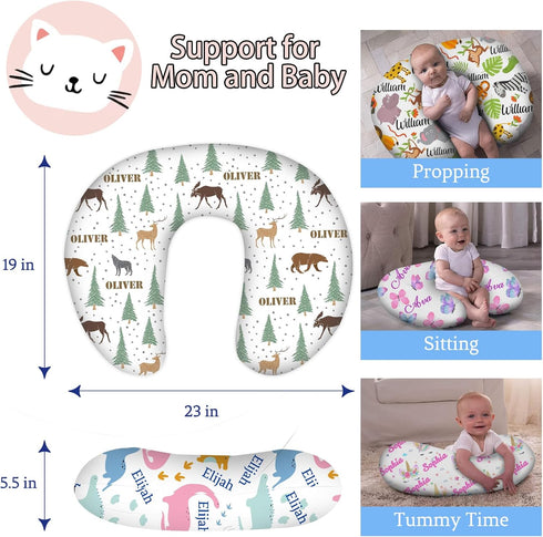 UxCaLuc 1 Custom Nursing Pillow Cover Customize with Name Personalized Nursing Pillow Covers for Breastfeeding Baby