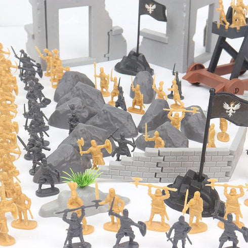 Toy Soldiers Medieval Plastic Knight Action Figure - Castle Playset with 250PCS Mini Ancient Soldiers Warriors