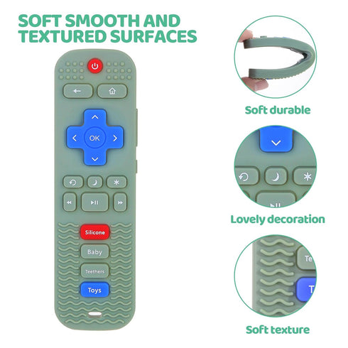 3 Pack Baby Teething Toys, Silicone TV Remote Control Shape Teethers for 0-24 Months, BPA Free Chew Toys