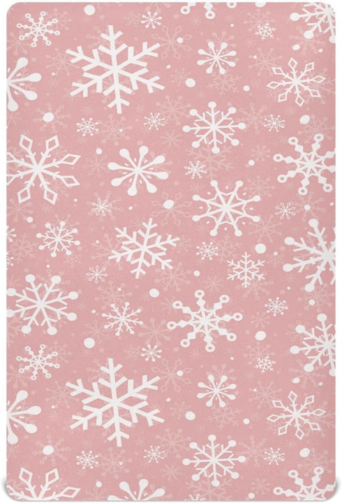 J JOYSAY Christmas Snowflakes Fitted Crib Sheet for Boys Girls Baby Crib Sheet Crib