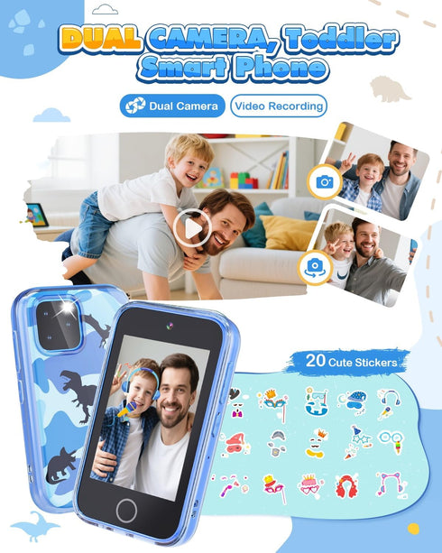 3.5" 3 4 5 6 7 8 9 3-9 Kids Smart Phone, Touchscreen Kids Phone Toys for Year Old Boy, No WiFi Educational Toddler