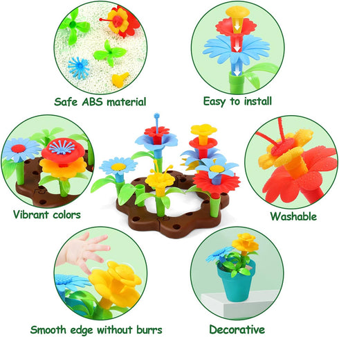 Set, Wheelbarrow, CUTE STONE Kids Gardening Tool Garden Toys with Watering Can, Shovel, Flower Garden Building Toy