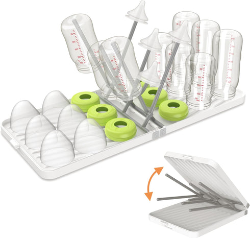 YOTIME Baby Bottle Drying Rack with Drainer, Foldable & Space Saving Drying