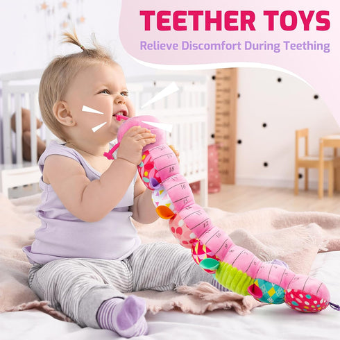 Infant Baby Musical Stuffed Animal Toys for 0-3-6-12 Months, Multi Sensory Toys with Crinkle and Rattles (Caterpillar,