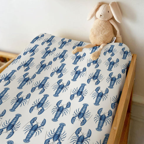 Summer 32''16'' Watercolor Blue Lobster Changing Pad Covers for Baby Girls Boys Nautical Marine Animal Fitted Change