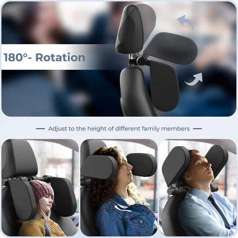 Yoocaa Adjustable Car Headrest Pillow, Road Pal Headrest, U-Shaped Travel Sleeping Pillow for Kids & Adults, Head Neck