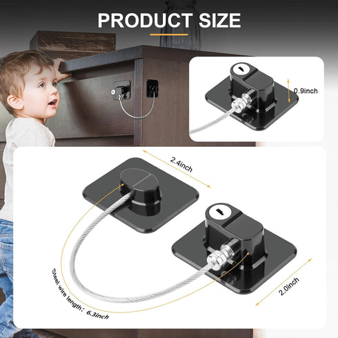 Fridge Lock, 2PCS Upgraded Refrigerator Lock for Freezer, Cabinets, Durable ABS with Adhesive Backing, Easy Install