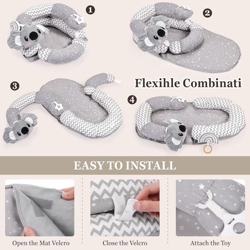 Foryoomi 4 1 Tummy 0-12 in Time Mat with Educational Cards, Play Mat & Sitting Support for Newborn Months, Infant Baby