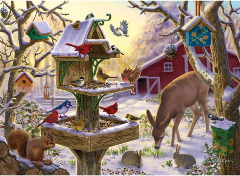 Set 300 Bits and Pieces Value of Two Piece Jigsaw Puzzles for Adults Building a Snowman on a Snow Day, Sunrise Feasting