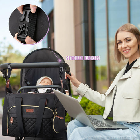 Tuwubi Diaper Bag Tote,Baby Diaper Bag with Pacifier Case Large Travel Diaper Tote Caddy for Mom and Dad Multifunction