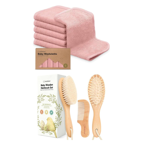 Keababies Baby Washcloths for Newborn, Kids and Baby Hair Brush and Comb