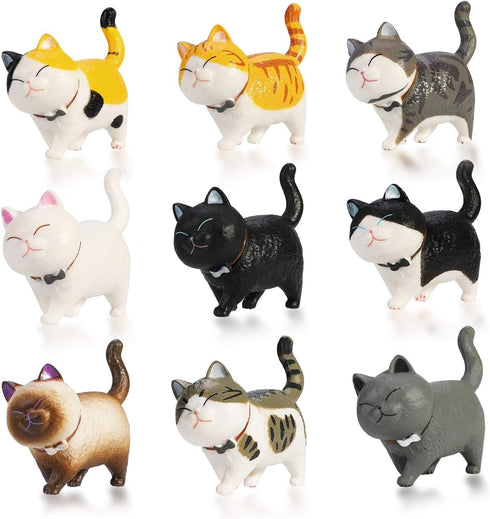 9PCS Realistic Cat Figurines Toy Set, Educational Kitty Figures, Christmas Birthday Gift for Cat Lovers