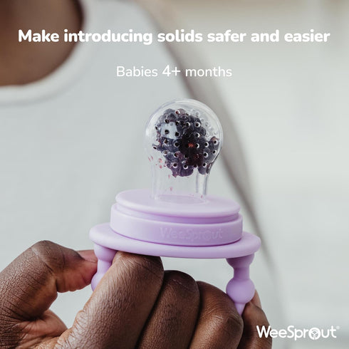 Set 2 WeeSprout Baby Food Feeder - Silicone Feeders & Reusable Freezer Tray with Lid - BPA-Free Fresh Fruit & Veggie