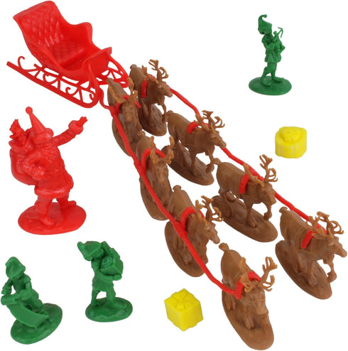 LOD Santa’s Christmas Delivery - 15pc Plastic Sleigh and Figure Playset