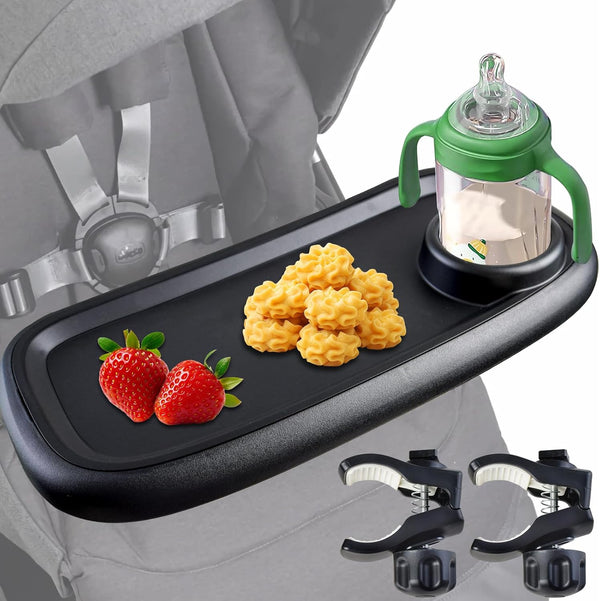 Wanateber Universal Stroller Snack Tray, Double-Layer Removable Stroller Snack Tray Attachment with Strollers