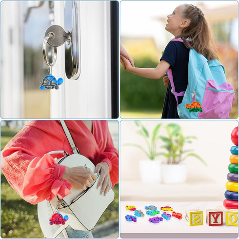 Pop Fidget Toys Bulk, 30 PCS Mini Pop Keychain Turtle Toys, Sensory Fidget Toy Pack for Kids Classroom Prizes