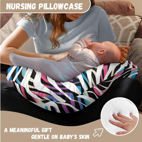 GOSTONG Set 2 Pack Colorful Zebra Pattern Nursing Pillow Cover of Nursing Pillow Slipcovers Ultra Soft Compatible