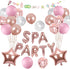 Spa Birthday Party Supplies Girls - Rose Gold Balloon Banner Garland, Star Foil Balloons for Pajamas Birthday