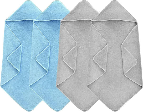 GINUMWA 4 Pack Hooded Baby Towels, 32x32 Inch Absorbent Bath Towels, Soft Coral