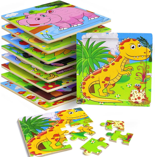 Puzzles for Kids Ages 3-5 - 9 Pack Wooden Jigsaw Puzzles for Toddlers 16 Pieces Educational Learning Toys