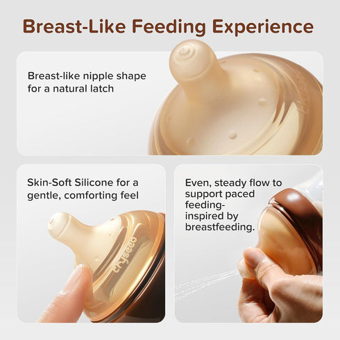 (0m+), 5 oz/160 mL, 1 Pack Thyseed PPSU Anti-Colic Baby Bottle, Breast-Like Extra Slow Flow Nipple for Breastfed Babies