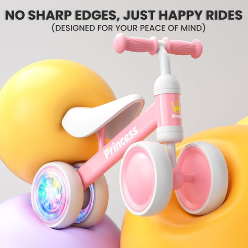 1 1st 12-24 2-Minute BEKILOLE Year Old Girl Gifts Baby Balance Bike Birthday Girl Gift with LED Light Up Wheels