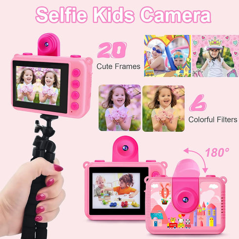 GKTZ Kids Waterproof Camera - Underwater Digital Action Camera Birthday Gifts for Girls Boys with 32GB SD Card, Pool