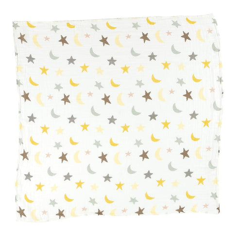 C.R Gibson Love You to The Moon Baby Swaddle Blanket - 100% Cotton, 40'' W x 40'' L
