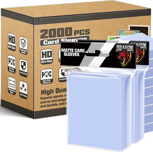 2000 Counts Card Sleeves Top Loaders for Trading Cards, Penny Soft Sleeves