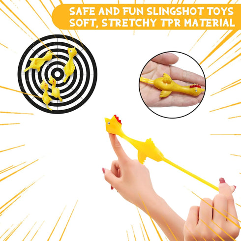 TEESSUE 40 Pcs Flying Chicken Slingshot Party Favors for Kids Adults, Bulk Gag Goodie Bags Stuffers for Kids, Rubber