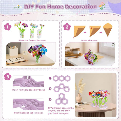 3-12, Bsgifts Fabric Flower Making Toys, DIY Flower Press Kits for Kids Ages Creative Educational Activity Arts
