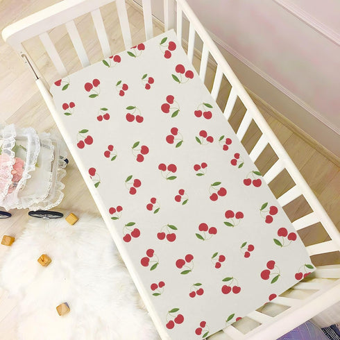 Burbuja 28 52 Cute Cherrys Crib Sheet for Boys Girls, Fitted Crib Sheet x in for Standard Crib & Toddler Bed