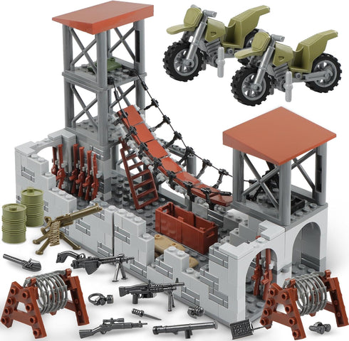 Finger Rock Military Base Series Small Suspension Building Set, WW2 Army Mini