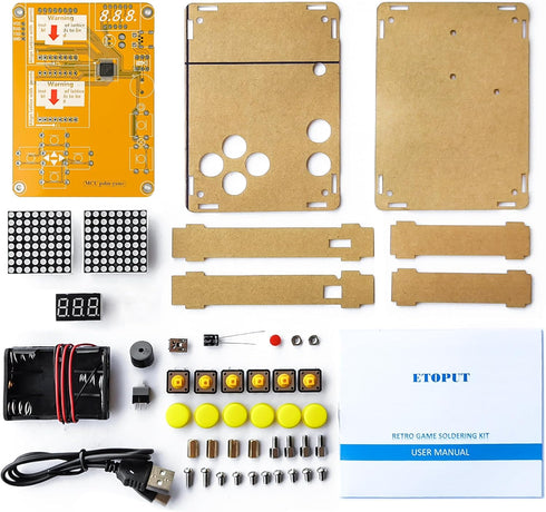 DIY Soldering Project Game Kit Retro Classic Electronic with 5 Games and Acrylic Case, Ideal for STEM Education
