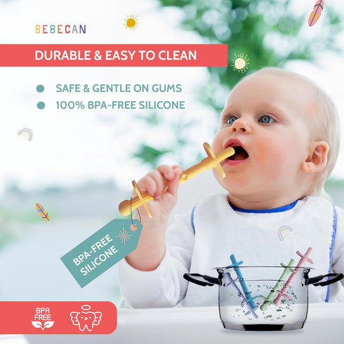 0-36 5 2 2 Bebecan Shielded Teething Tubes Baby Teething Relief Months, Anti-Choking Design, Clip-Attachable, BPA-Free