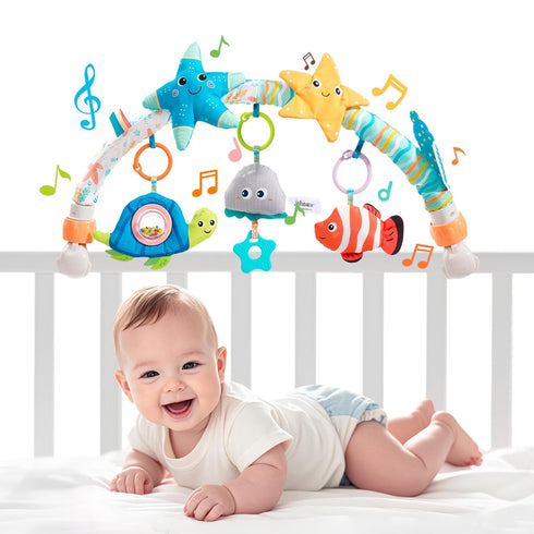 Jollybaby Musical Bassinet Stroller Crib Mobile Toy for Baby 0-6-12 Months, Infant
