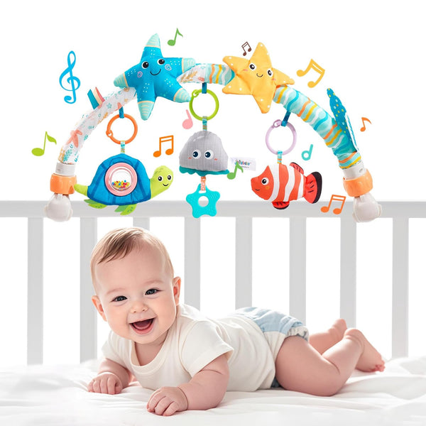 Jollybaby Musical Bassinet Stroller Crib Mobile Toy for Baby 0-6-12 Months, Infant