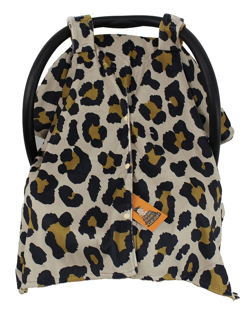 Dear Baby Gear Deluxe Car Seat Canopy in Gold Leopard Print, 40 x 30 Inches, Custom Print Lightweight Double Layer