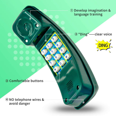 HAPPYPIE Toy Phone for Kids, Swing Set Pretend Phone for Learning and Creative Play (Green)