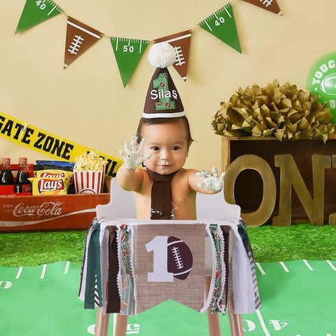 FELIX 1st Football First Birthday High Chair Banner - Football Birthday Decorations,Sport Themed Party Decor Banner