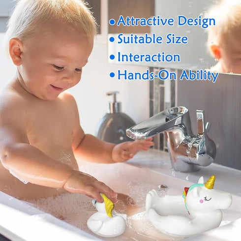 KIDPAPA 4pcs Set Baby Bath Toys,Cute Unicorn Bath Toys for Toddlers,Squirt Bathtub Toys for Boys Girls,Rubber Floating