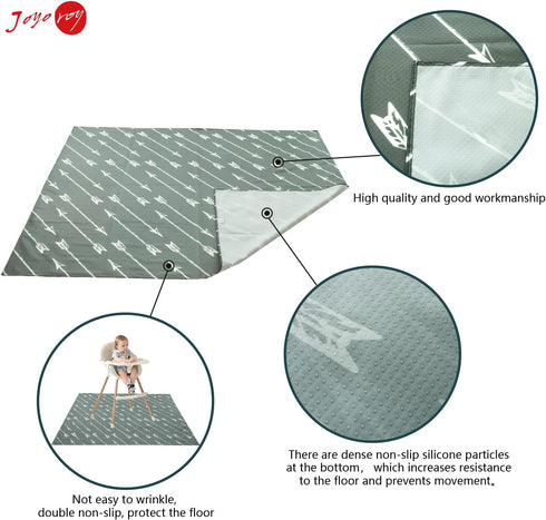 Joyo roy 135x140 cm Baby Floor Mat, Splat Mat High Chair Waterproof Play Mat for Toddlers, Dining Table High Chair Mat