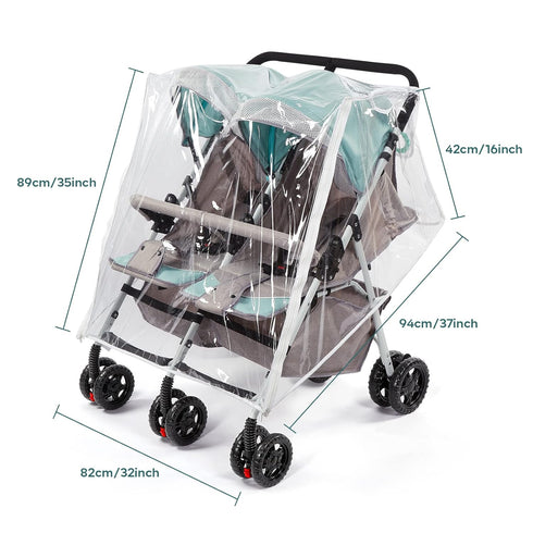 Double Stroller Rain Cover, Waterproof Weather Shield for Side by Side Baby Double Stroller, Twins Stroller Cover
