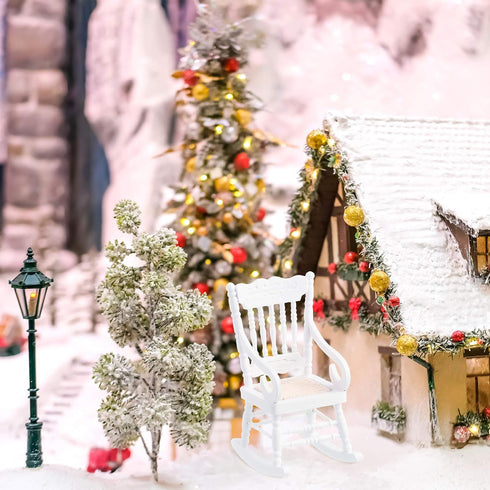 Jetec 2 Pcs Doll House Wooden Chairs - 1:12 Miniature Rocking Chair for Christmas Dollhouse Accessories, Living Room