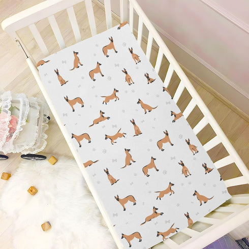 CHUROUSY 28x52 Inch Belgian Shepherd Dog Crib Sheets for Boys Girl Belgian Malinois Mattress Cover Cartoon Pet Dog