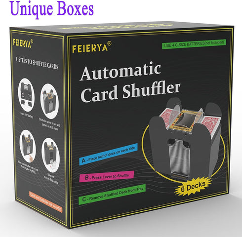 2/1/4/6 FEIERYA Automatic Card Shuffler Deck,Battery-Operated Electric Poker Shuffler,Playing Card Shuffler for Home