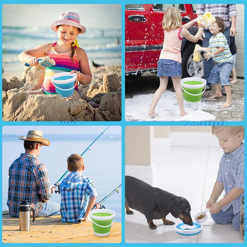 3L Jumbo Foldable Buckets, Silicone Sand Beach Toy Pails for Kids and Adults, Multi Use for Outdoor Activities