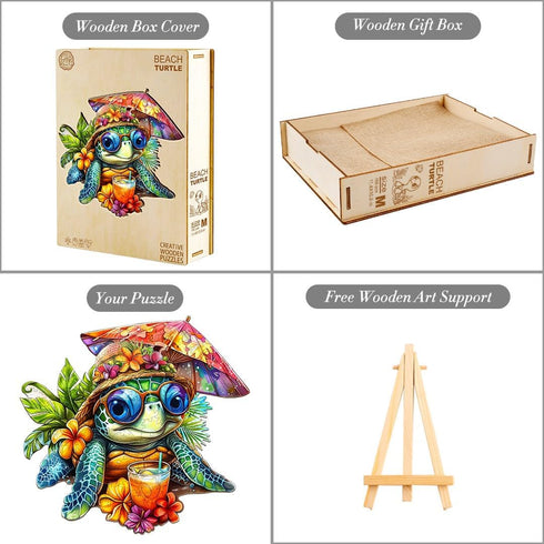 Decor(L-13.4 12.7in 230pcs) Wooden Puzzles for Adults, Beach Turtle Wood Puzzles Adult, Unique Animal Shaped Wooden
